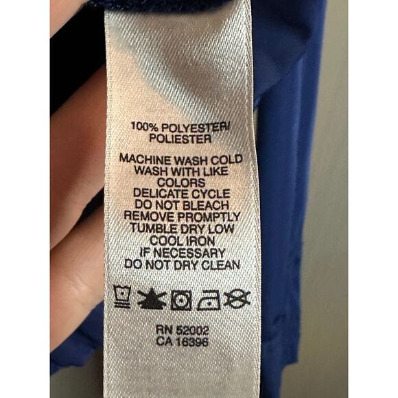 Y2K DKNY Blue Windbreaker Long Sleeve Zip Up Hooded Crop Rain Jacket Size Small - Picture 4 of 9